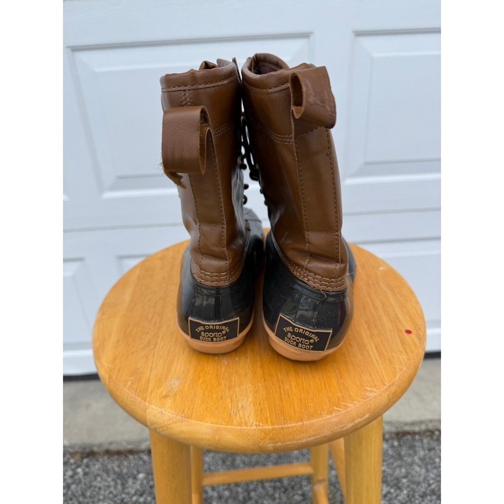 Sporto Ariel‎ Duck Boots Womens 6.5M Brown Black Plaid Lined Lace Up Rain Snow
